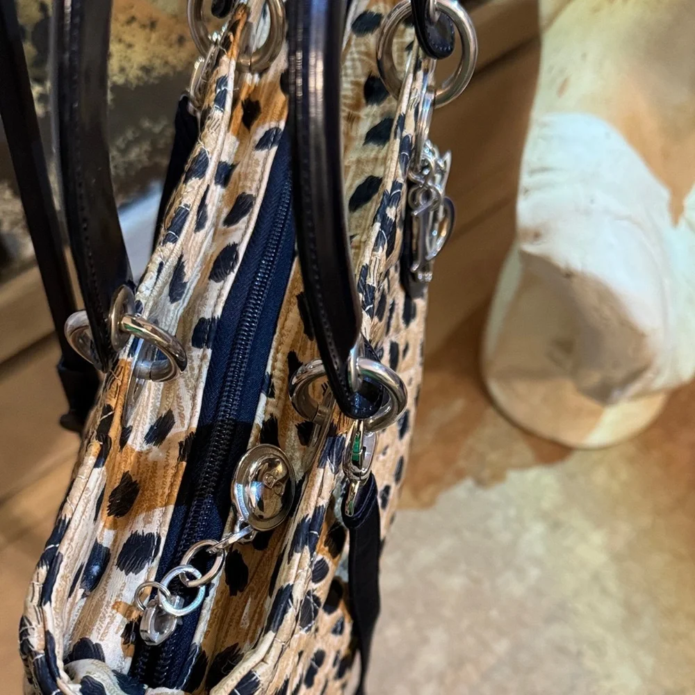 Christian Dior Lady Dior Leopard Large Satchel w/Crossbody Strap